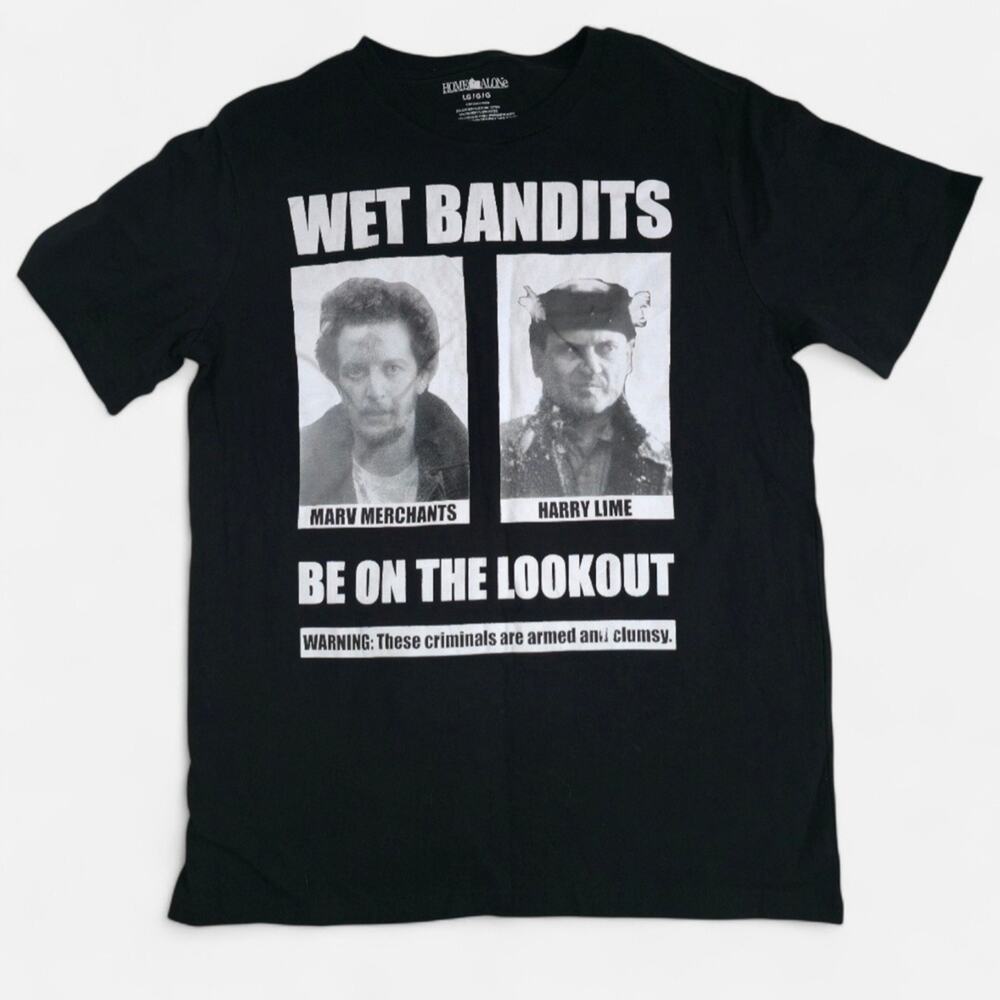 Home Alone Holiday Wet Bandits Mugshot Black And White Christmas Movie Tee